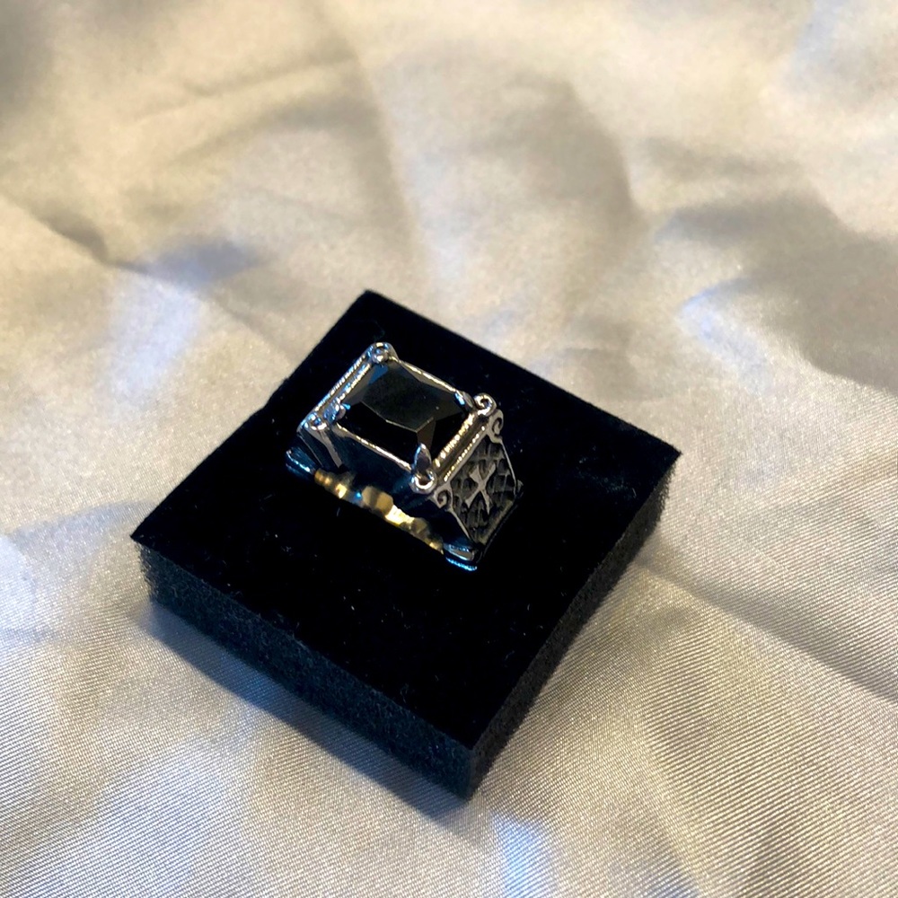 Men’s stainless steel Cross Gem Ring, Size 6
